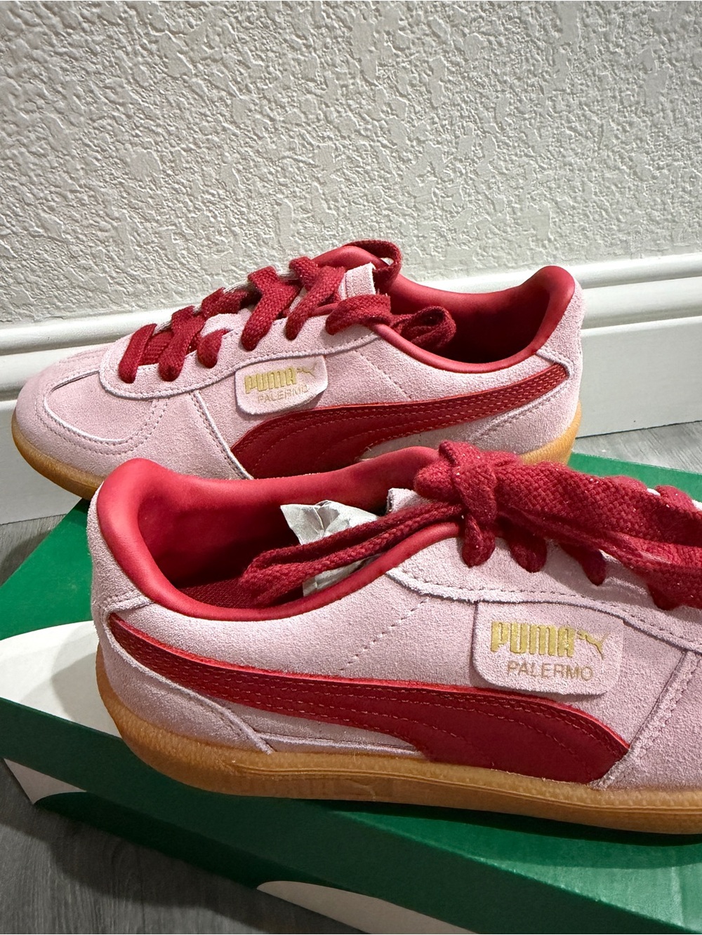 PUMA Palermo Women’s Rose Mauve Dark Crimson Pink Suede Sneakers - Picture 2 of 8